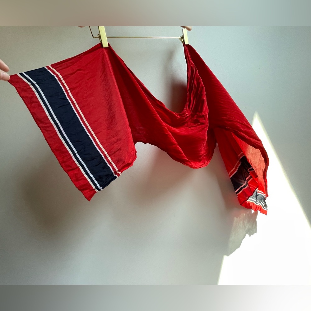 Vintage Anne Klein Red Silk Scarf